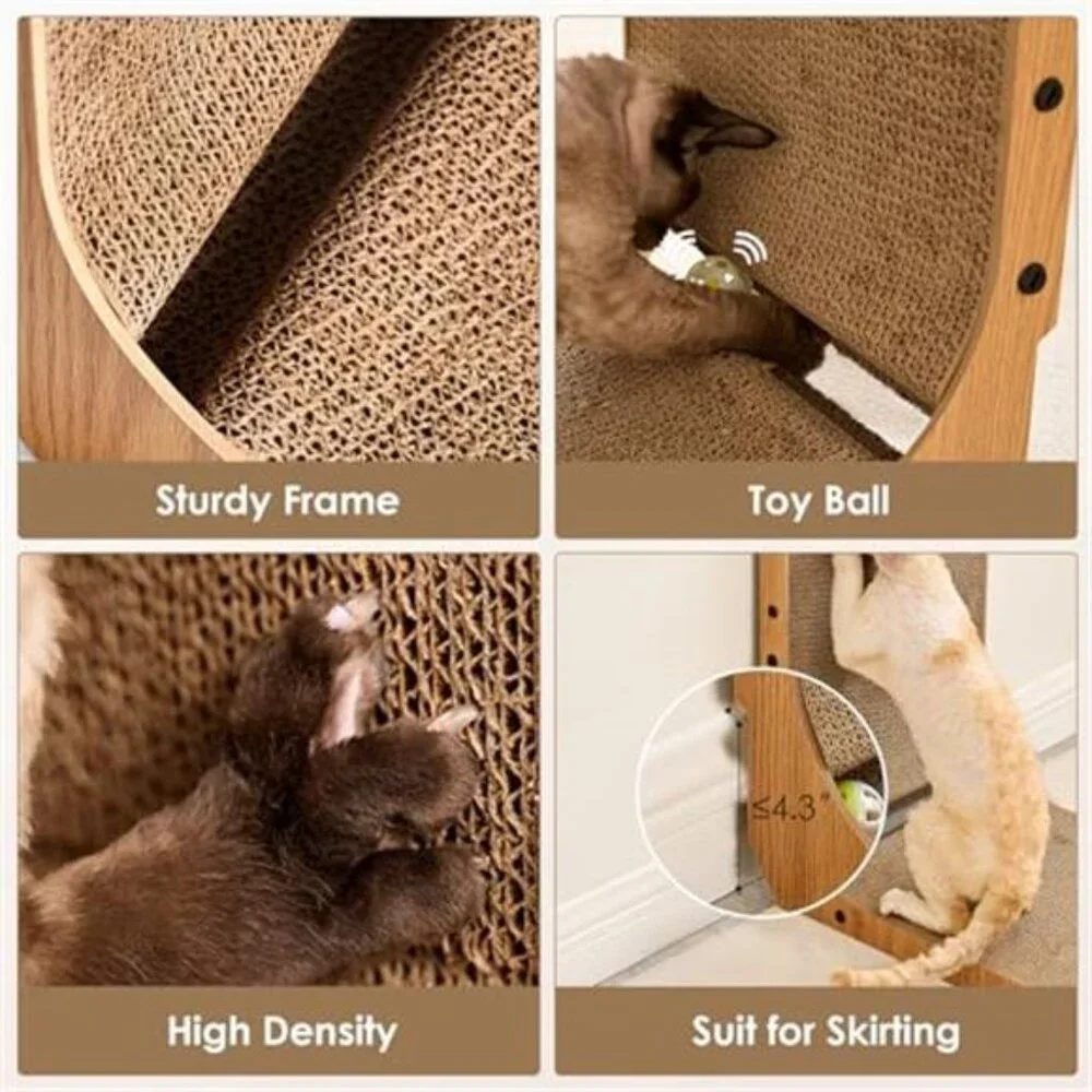 L shaped cat scratcher cardboard scratching board wall sofa toy ball cats